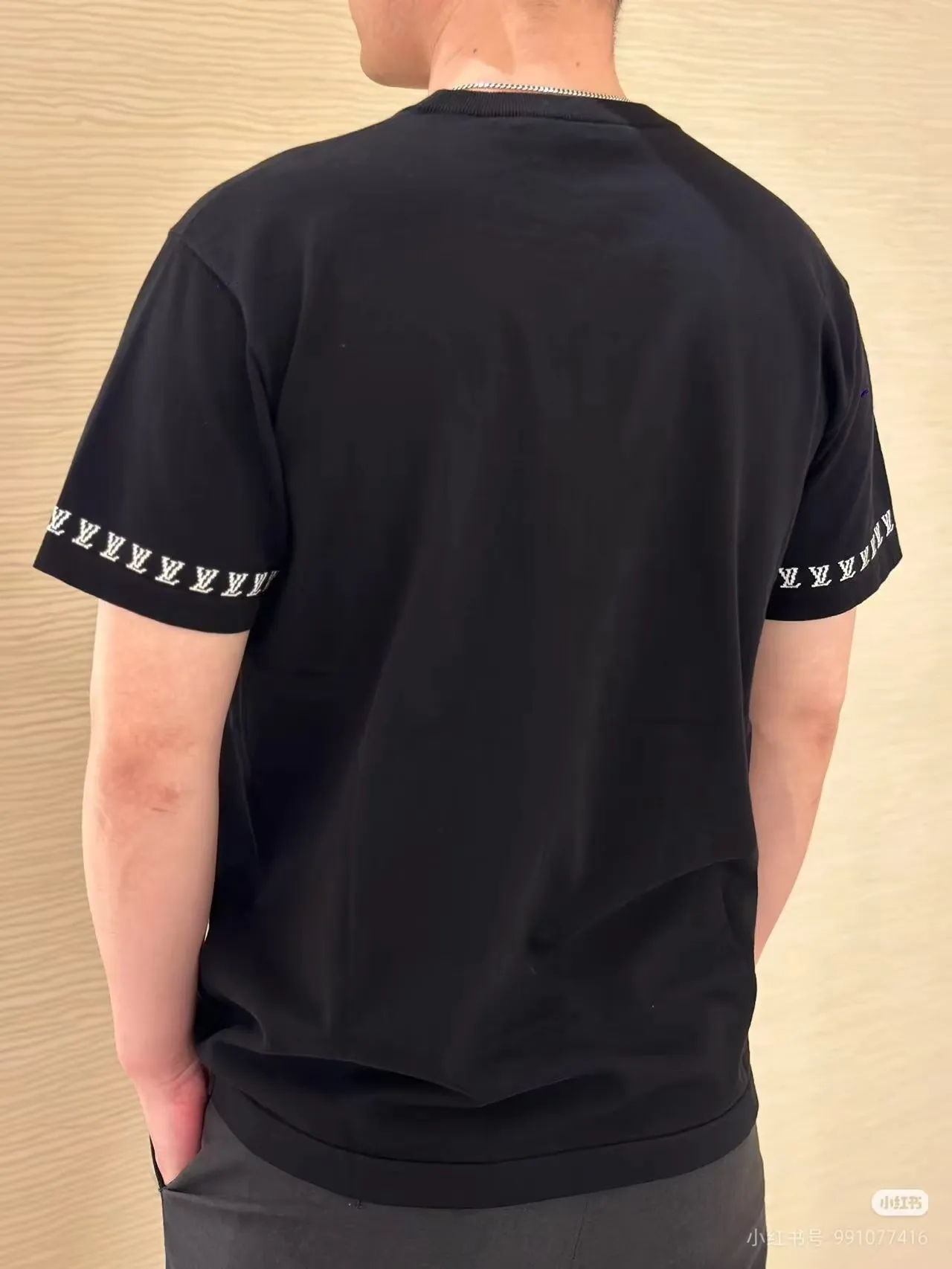 Louis Vuitton/Louis Vuitton cuff logo small letters jacquard knitted short sleeves